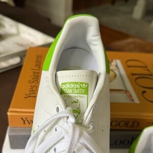 Adidas Stan Smith White and Lime Green Shoes
